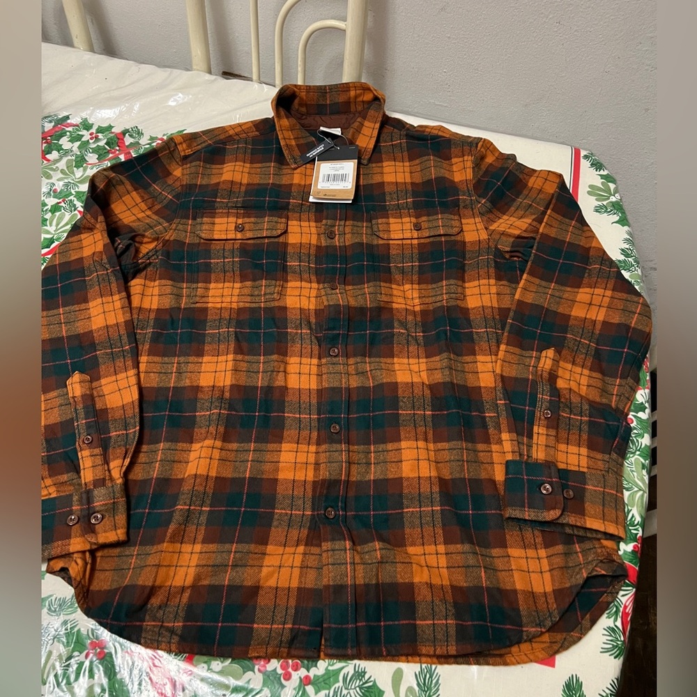 BNWT The North Face arroyo orange & black flannelbutton up shirt mens Sz Large